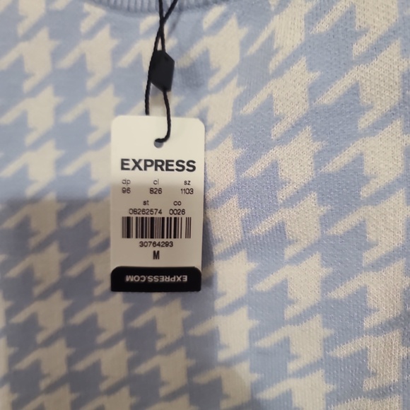 Express Houndstooth Strong Shoulder Cropped Sweater size M NWT - Picture 4 of 4